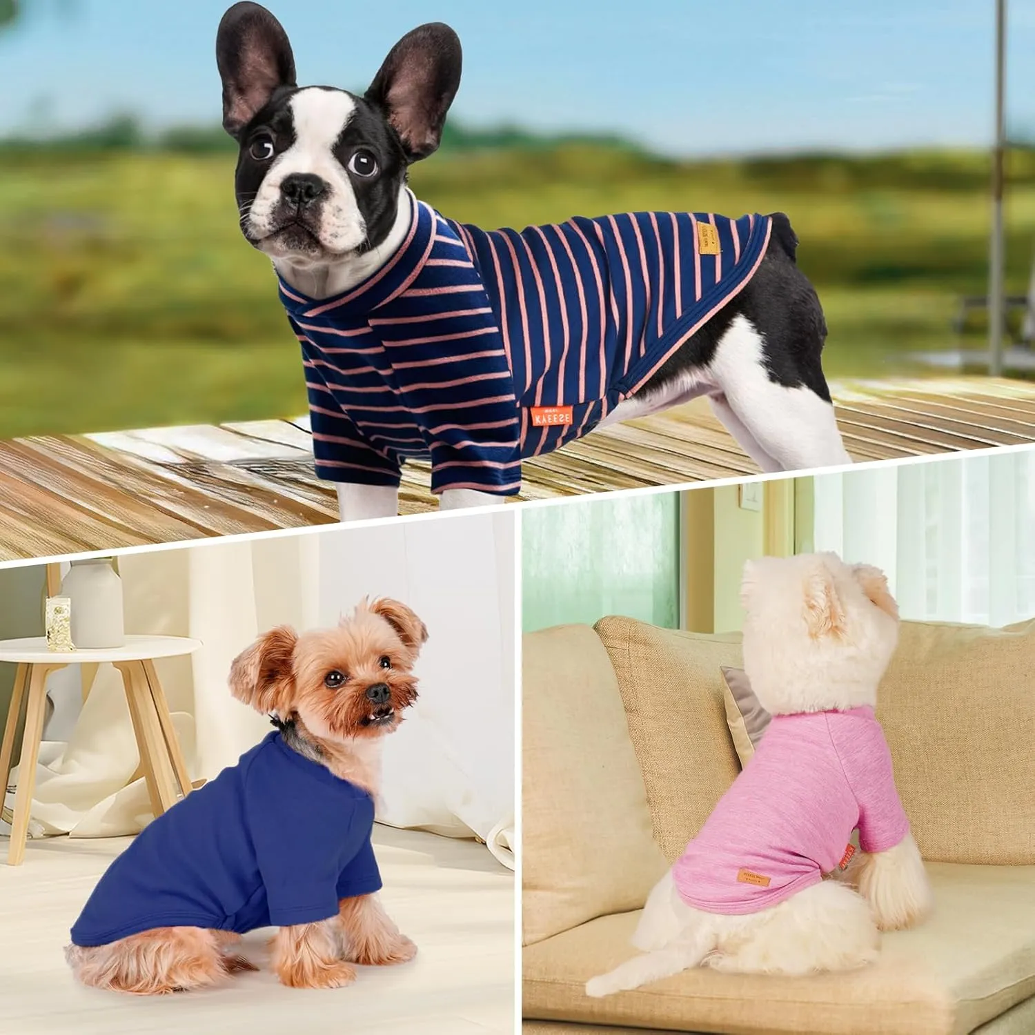 KYEESE 3Pack Dog Sweaters Pets Sweatshirt Comfort Fleece Pet Sweater Dog Sweaters for Small Dogs Male Stretchy Pet Sweaters for Medium Doggie Boy Dogs Clothes Dachshund Clothes Pullover Pets Coats