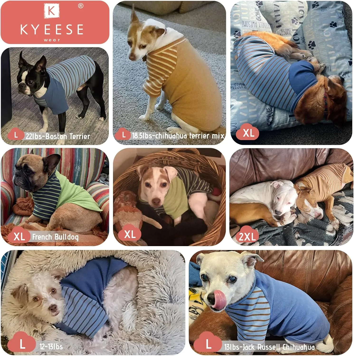 KYEESE 3Pack Dog Sweaters Pets Sweatshirt Comfort Fleece Pet Sweater Dog Sweaters for Small Dogs Male Stretchy Pet Sweaters for Medium Doggie Boy Dogs Clothes Dachshund Clothes Pullover Pets Coats