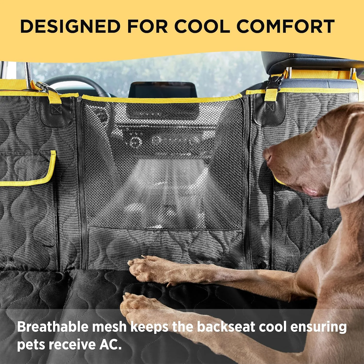 Lesure Dog Car Seat Cover for Back Seat with Hard Bottom, Pet Back Seat Extender with Supportive Egg Crate Foam, Waterproof Non-Slip Dog Hammock for Car, Truck, SUV, Black