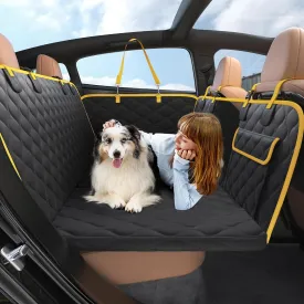 Lesure Dog Car Seat Cover for Back Seat with Hard Bottom, Pet Back Seat Extender with Supportive Egg Crate Foam, Waterproof Non-Slip Dog Hammock for Car, Truck, SUV, Black