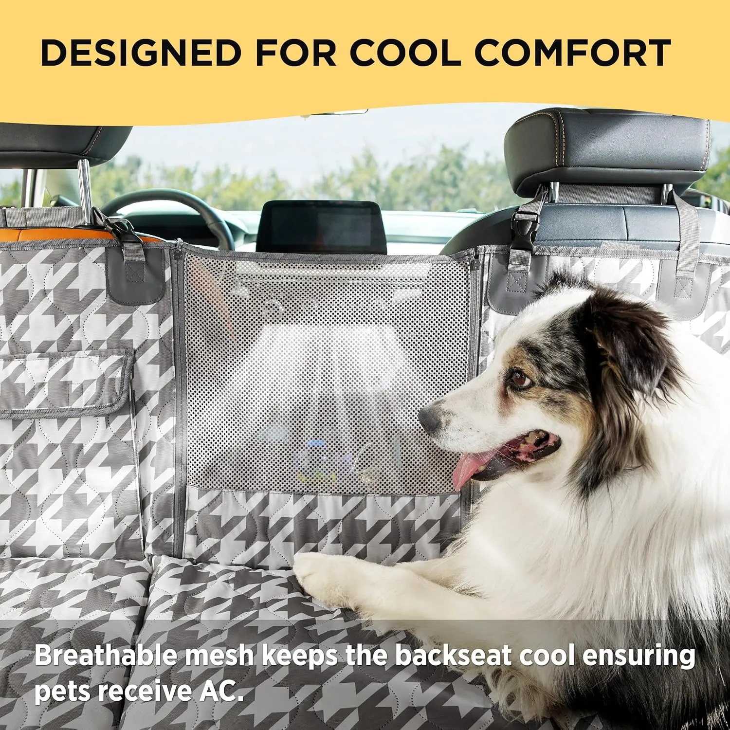 Lesure Dog Car Seat Cover for Back Seat with Hard Bottom, Pet Back Seat Extender with Supportive Egg Crate Foam, Waterproof Non-Slip Dog Hammock for Car, Truck, SUV, Titanium