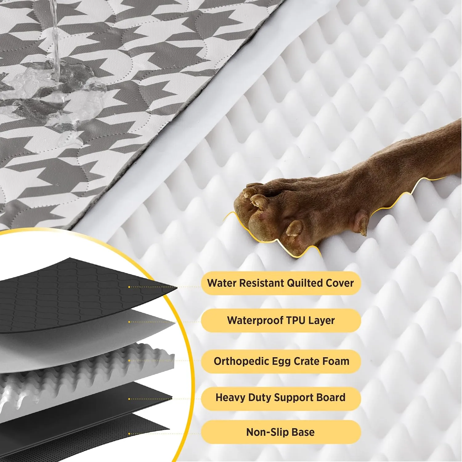 Lesure Dog Car Seat Cover for Back Seat with Hard Bottom, Pet Back Seat Extender with Supportive Egg Crate Foam, Waterproof Non-Slip Dog Hammock for Car, Truck, SUV, Titanium
