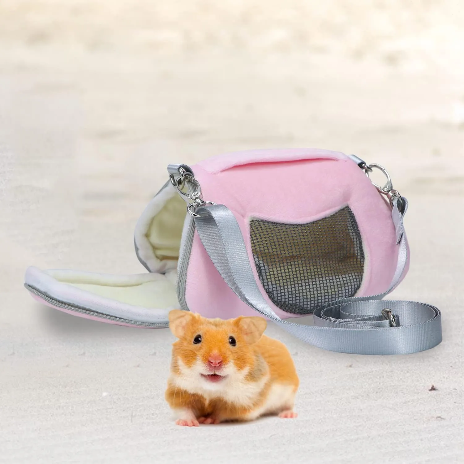Litewoo Hamster Travel Carrier Portable Outgoing Breathable with Adjustable Shoulder Strap Pet Carrying Bag for Sugar Glider Hamster Rat Chipmunk
