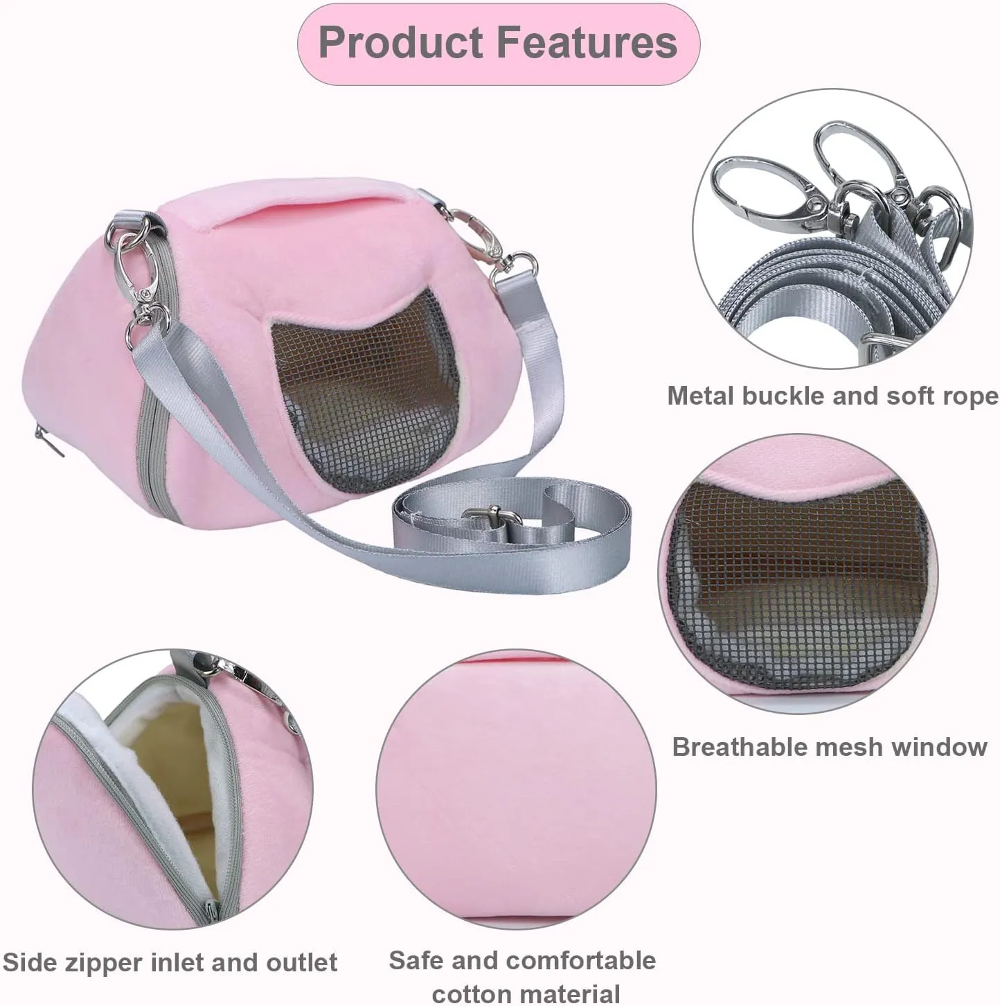 Litewoo Hamster Travel Carrier Portable Outgoing Breathable with Adjustable Shoulder Strap Pet Carrying Bag for Sugar Glider Hamster Rat Chipmunk