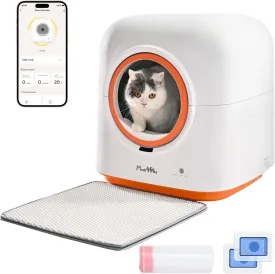 Made4Pets Self-Cleaning Litter Box, Automatic Cat Litter Box with APP Control, Odor-Eliminating, 60L Capacity, Anti-Pinch Safety, Hands-Free Waste Disposal, Includes Waste Bags, for Multiple Cats