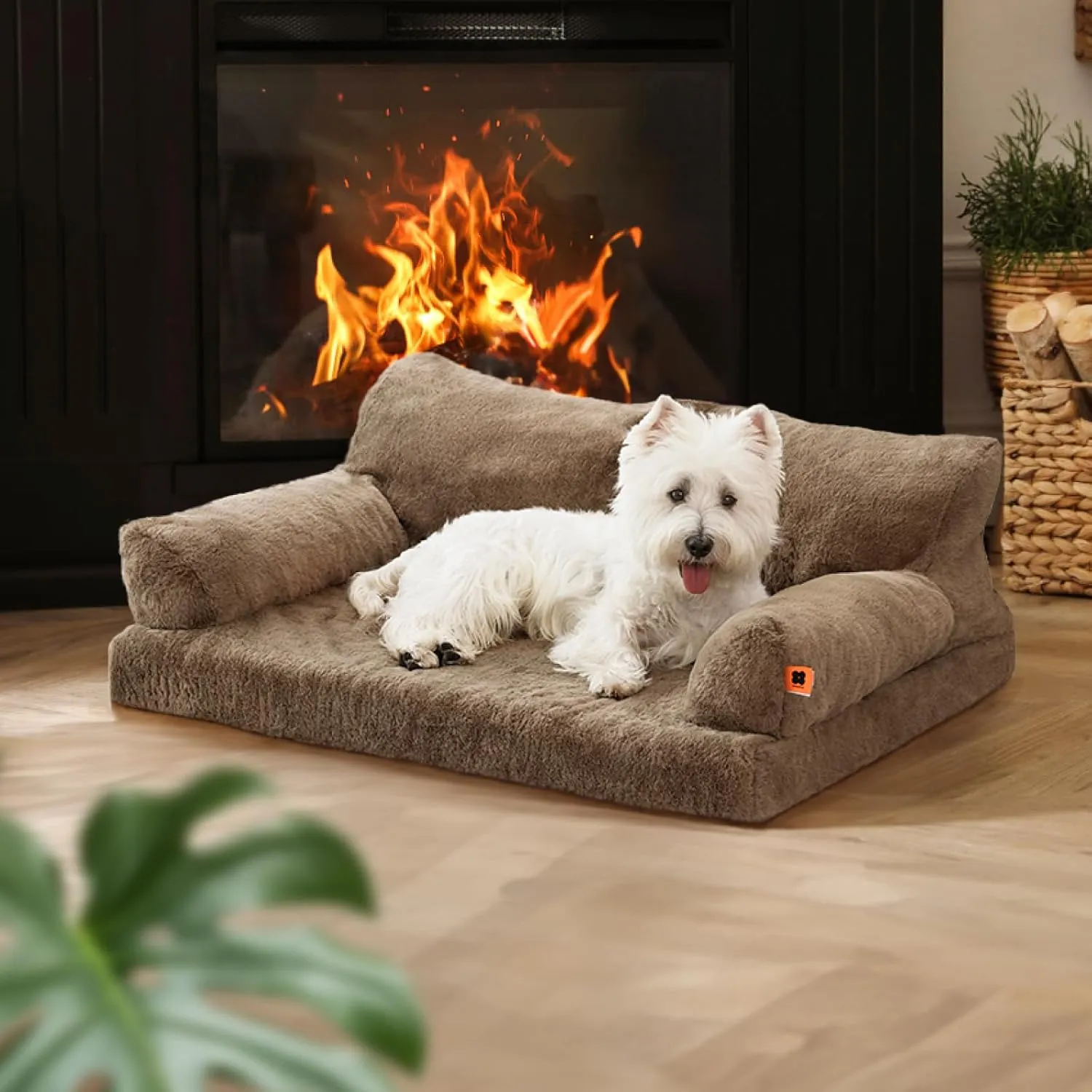 MEWOOFUN Orthopedic Dog Bed for Medium Dogs, Waterproof Dog Couch Dog Sofa, Supportive Foam Pet Bed with Removable Washable Cover and Nonskid Bottom (Brown, 35.4" L x 25.6" W x 11.8" Th)