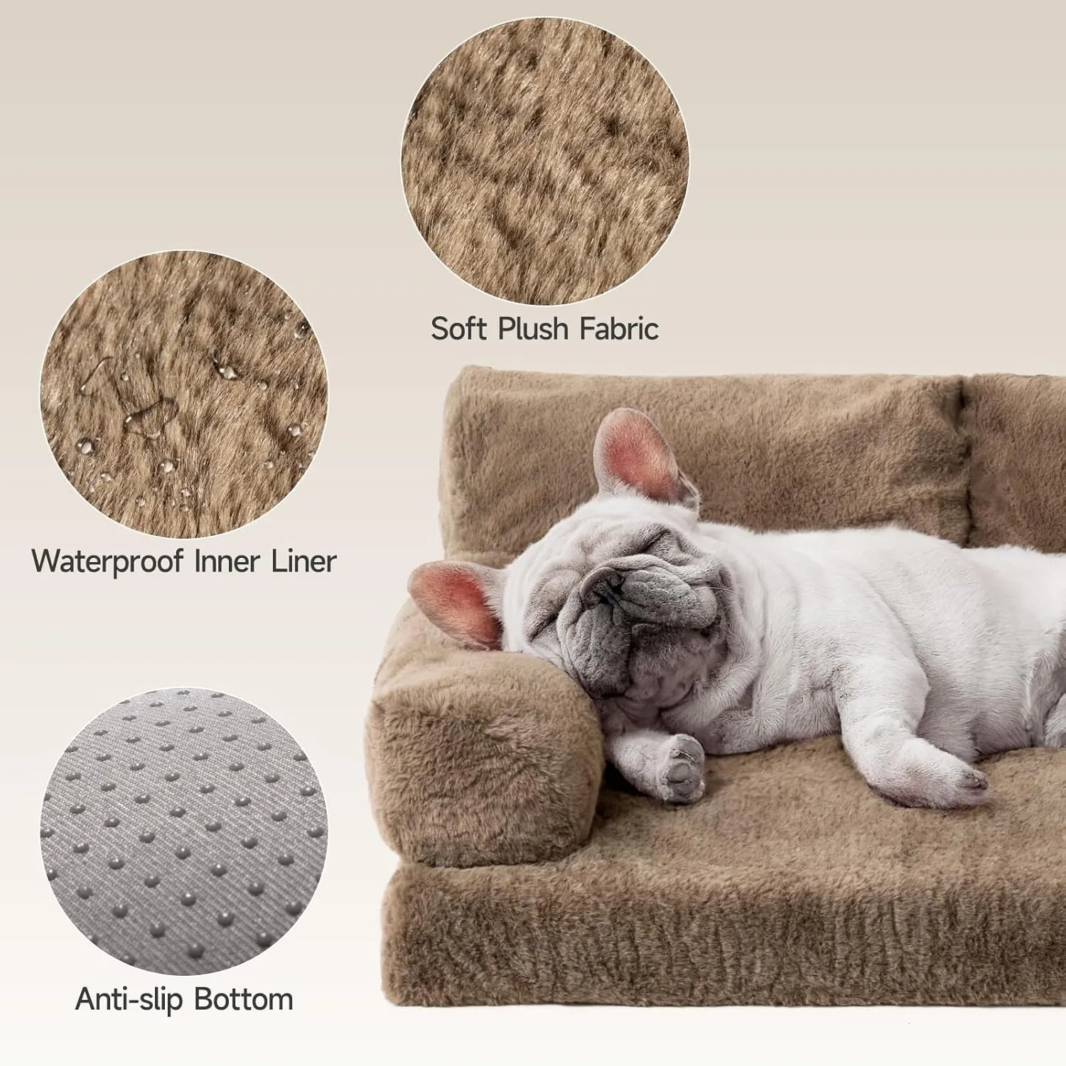 MEWOOFUN Orthopedic Dog Bed for Medium Dogs, Waterproof Dog Couch Dog Sofa, Supportive Foam Pet Bed with Removable Washable Cover and Nonskid Bottom (Brown, 35.4" L x 25.6" W x 11.8" Th)