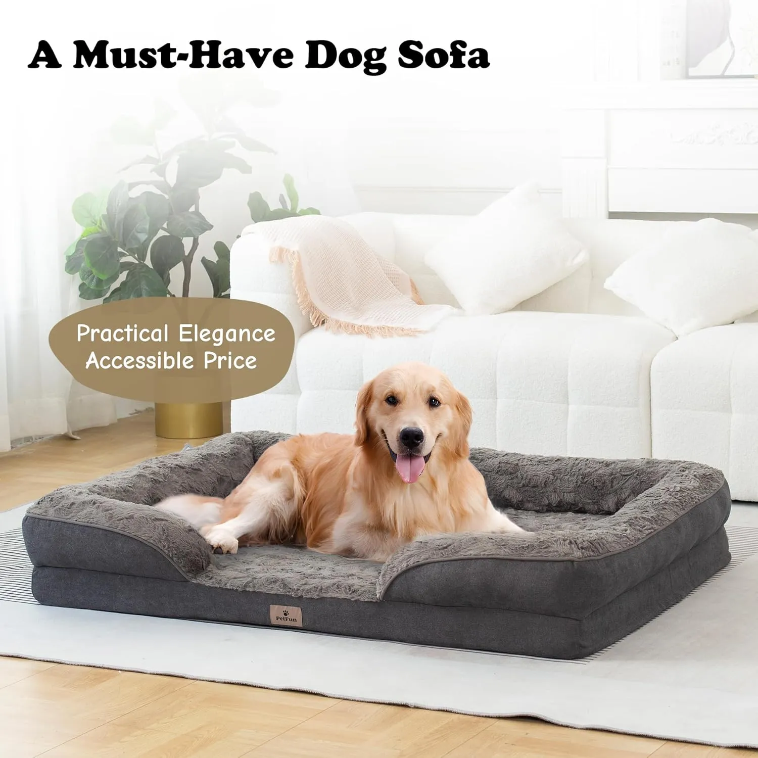 Orthopedic Dog Bed for Extra Large Dogs - XL Washable Dog Sofa Beds Large, Supportive Foam Pet Couch Bed with Removable Washable Cover, Waterproof Lining and Nonskid Bottom