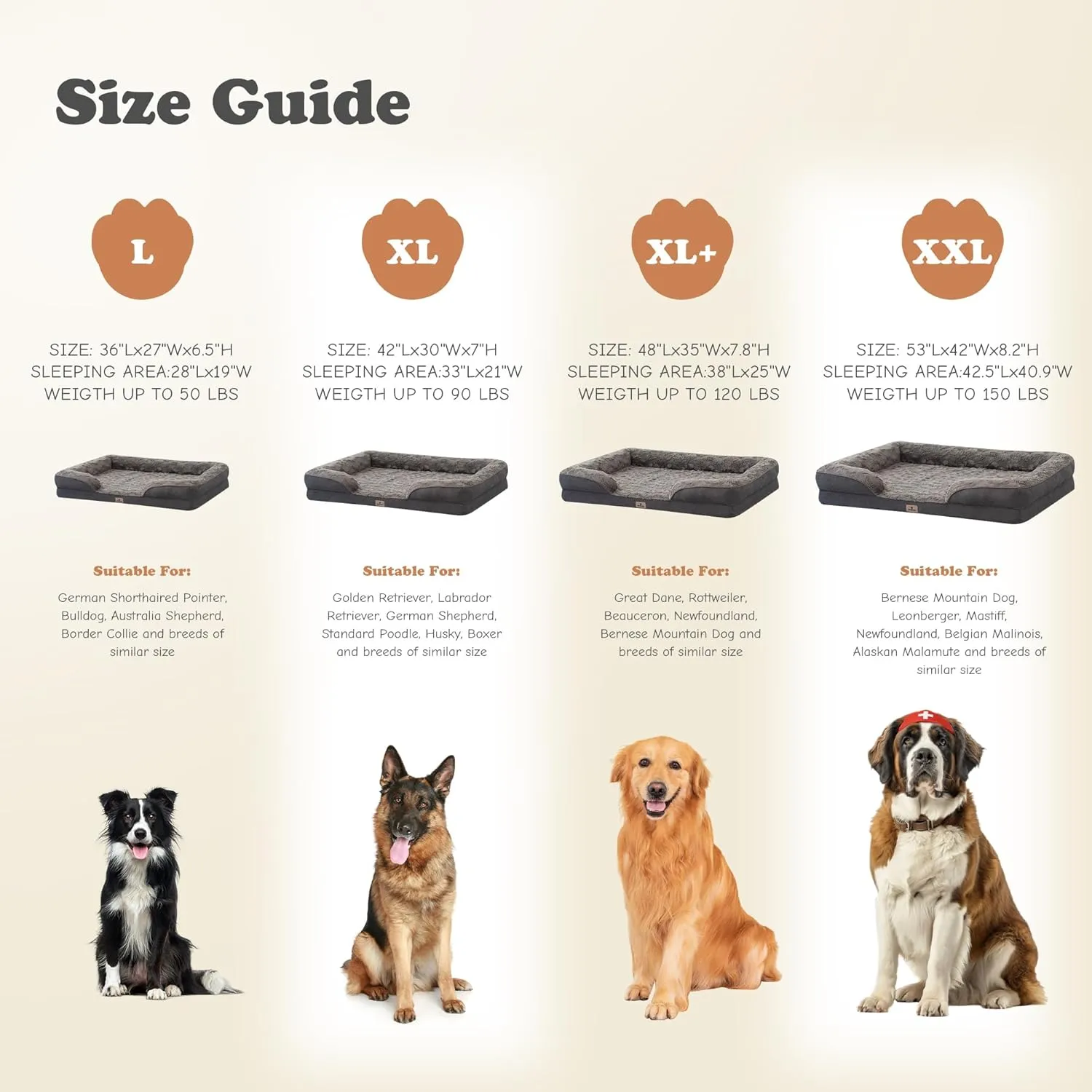 Orthopedic Dog Bed for Extra Large Dogs - XL Washable Dog Sofa Beds Large, Supportive Foam Pet Couch Bed with Removable Washable Cover, Waterproof Lining and Nonskid Bottom