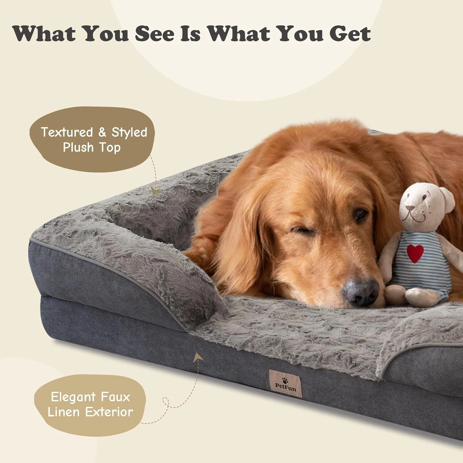 Orthopedic Dog Bed for Extra Large Dogs - XL Washable Dog Sofa Beds Large, Supportive Foam Pet Couch Bed with Removable Washable Cover, Waterproof Lining and Nonskid Bottom