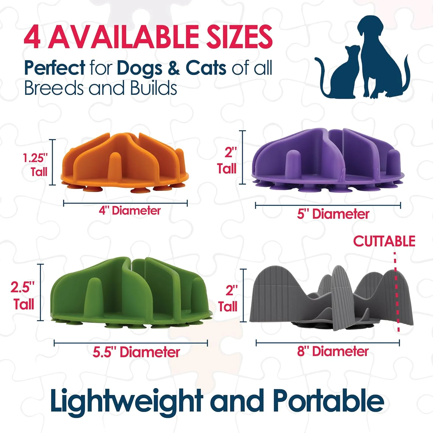 Palz&Co Paw Puzzles Slow Feeder Dog Bowl Insert for Medium Pet Bowls - 5" Round, Purple