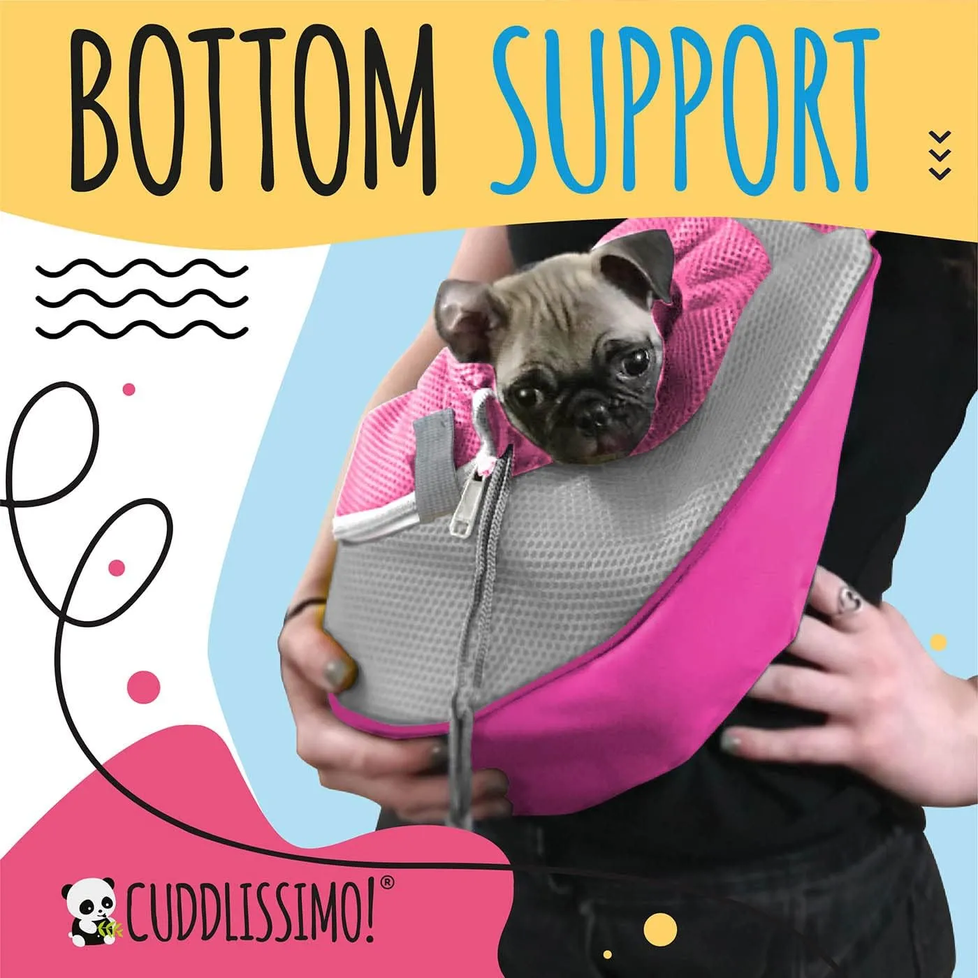 Pet Sling Carrier - Soft Front-Chest Carrying Bag for Small Pets (Ideal for Dogs, Puppies & Cats 610 lbs) - Carefully Sized for Yorkshire Terrier, Maltese, Toy Poodle, Papillon -(Pink-L)