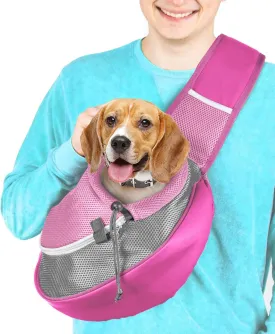 Pet Sling Carrier - Soft Front-Chest Carrying Bag for Small Pets (Ideal for Dogs, Puppies & Cats 610 lbs) - Carefully Sized for Yorkshire Terrier, Maltese, Toy Poodle, Papillon -(Pink-L)