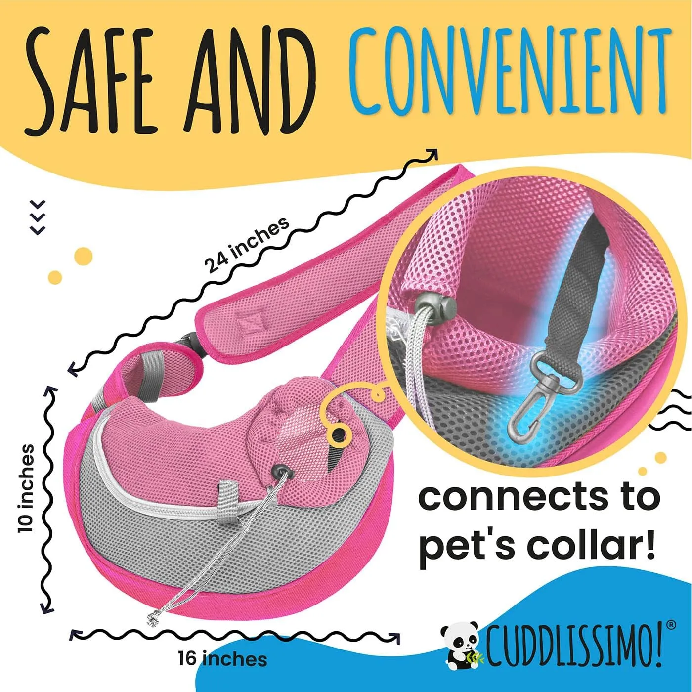 Pet Sling Carrier - Soft Front-Chest Carrying Bag for Small Pets (Ideal for Dogs, Puppies & Cats 610 lbs) - Carefully Sized for Yorkshire Terrier, Maltese, Toy Poodle, Papillon -(Pink-L)