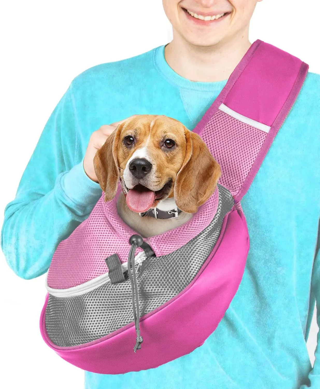 Pet Sling Carrier - Soft Front-Chest Carrying Bag for Small Pets (Ideal for Dogs, Puppies & Cats 610 lbs) - Carefully Sized for Yorkshire Terrier, Maltese, Toy Poodle, Papillon -(Pink-L)