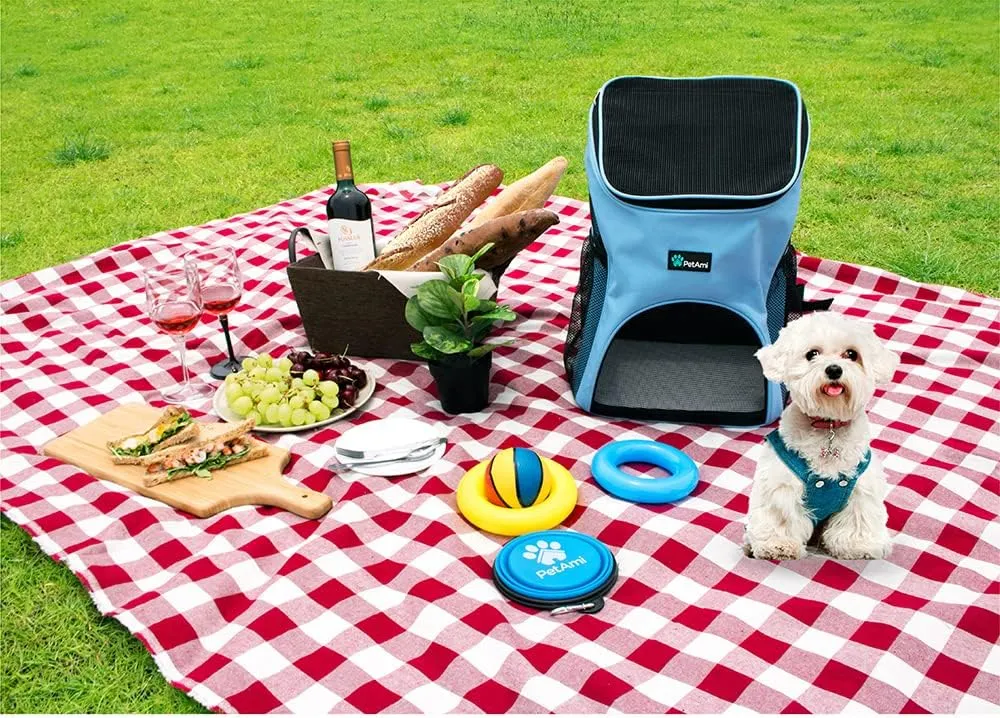PetAmi Small Dogs and Cat Backpack Carrier, Airline Approved Pet Backpack Carrier, Ventilated, Safety Strap, Buckle Support Designed for Hiking Travel Camping Outdoor, Max 18 lbs (Light Blue)