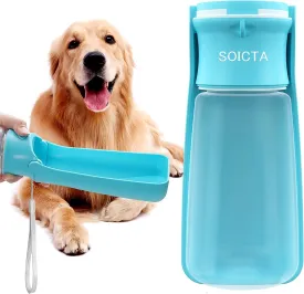 Portable Dog Water Bottle for Walking 19 OZ or 12 OZ Portable Pet Water Bottles for Puppy Small Medium Large Dogs Water Dispenser Dog Water Bowl (19OZ Blue)