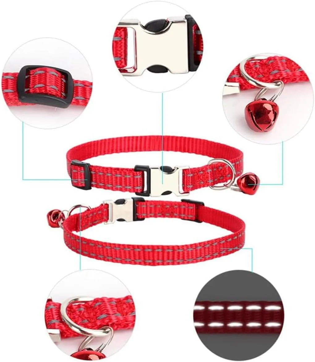 Puppy Collar with Bell,Basic & Reflective Cat Collar with Bells for XXS Xs Small Pet Dogs Boy Tiny Kitten Girls Animal, Teal X-Small