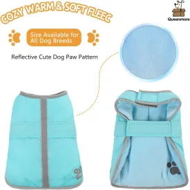 Queenmore Winter Coat, Fleece Puffer Down Vest, Cold Weather Pet Jacket, Waterproof Reflective Reversible Sweater Clothes for Small, Medium and Large Dogs (Light Blue, XS)