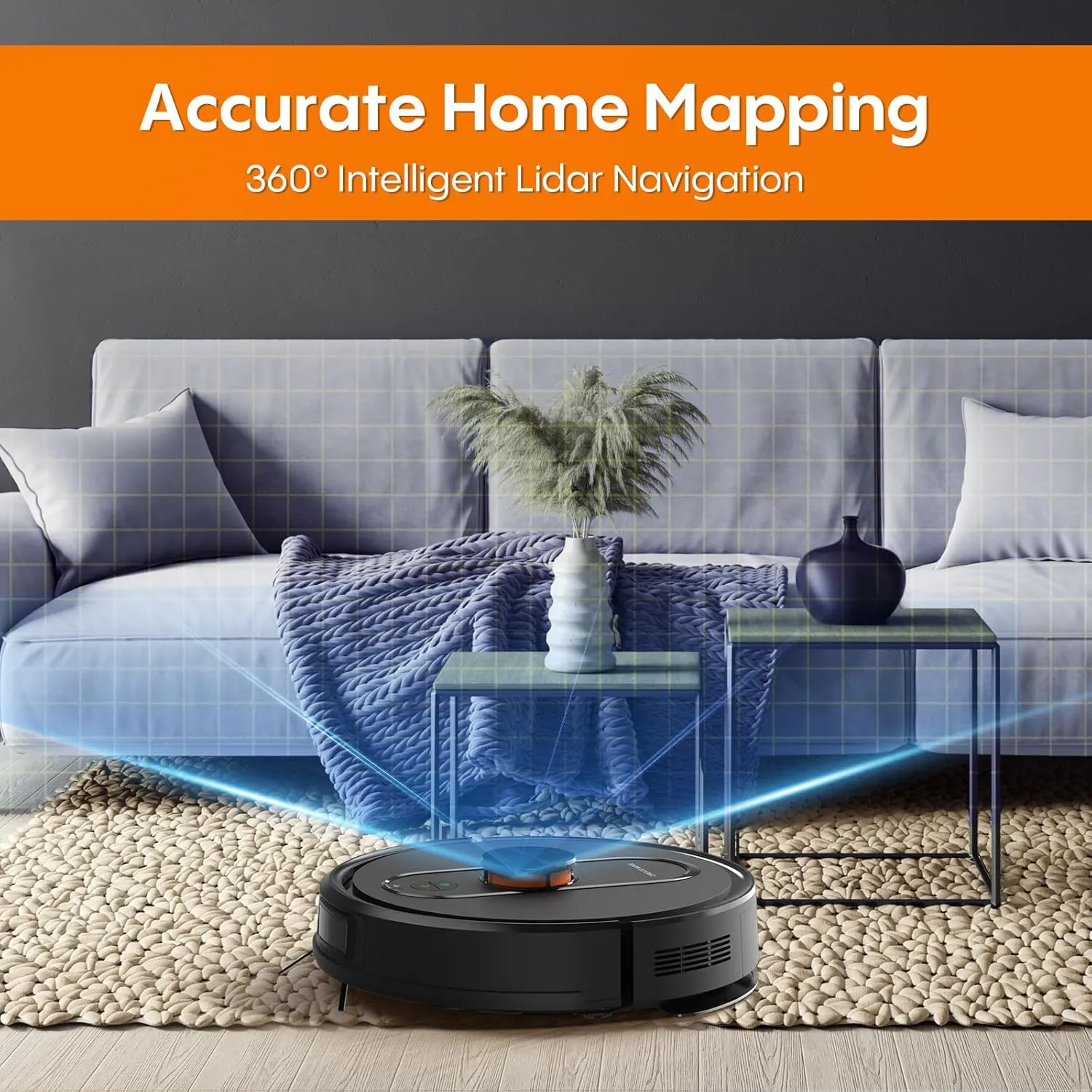 Robot Vacuum and Mop with Self-Emptying, 5000Pa Robotic Vacuum with Mapping, 60-Day Hands-Free Cleaning,LiDAR Navigation,No-Go Zones,Wi-Fi/App/Alexa Control, Perfect for Pet, Hard Floors, Carpet