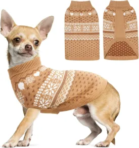 SCENEREAL Dog Sweaters for Large Medium Small Dogs, Warm Puppy Clothes Soft Turtleneck Sweatshirt, Knitted Ugly Dog Christmas Sweater Pet Outfits, Argyle Xmas Pet Cold Weather Coat for Girls Boys