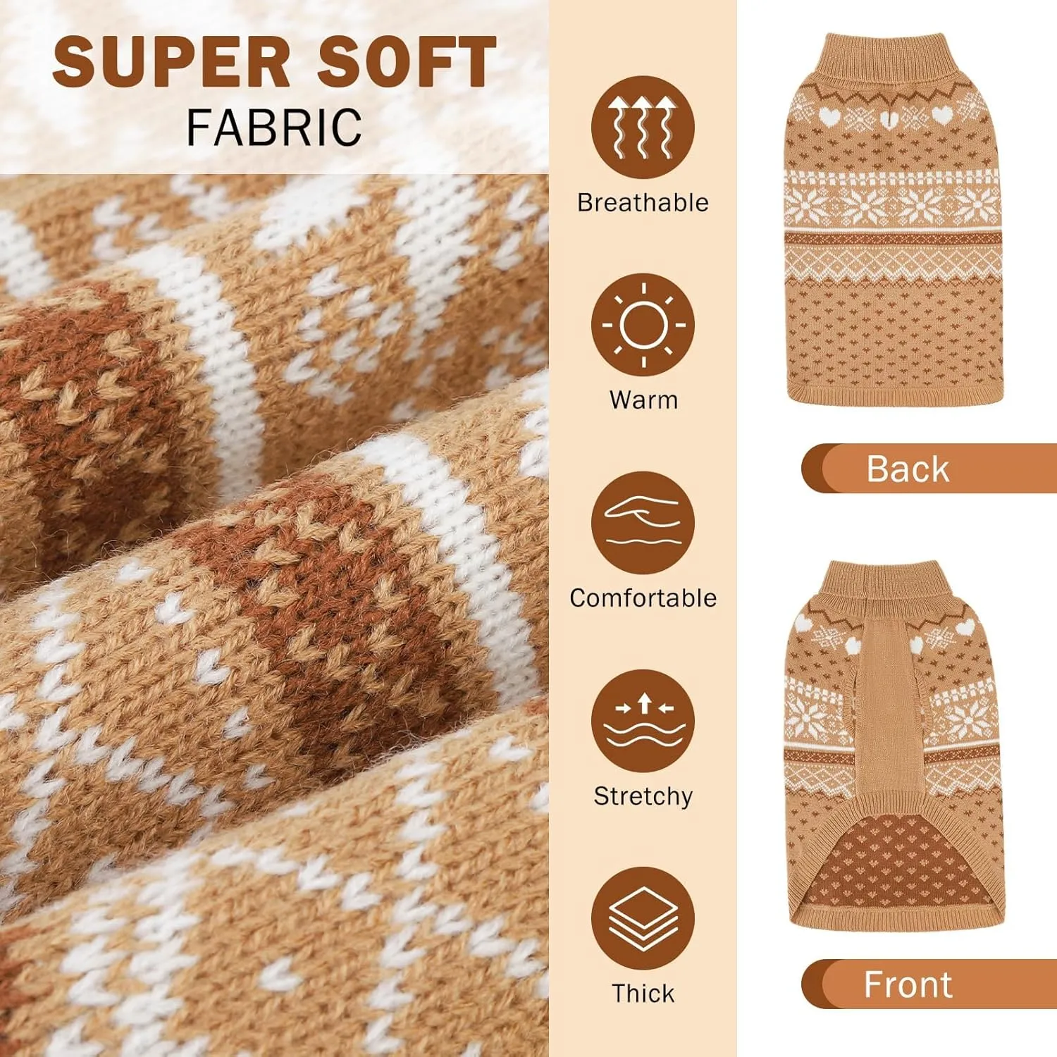 SCENEREAL Dog Sweaters for Large Medium Small Dogs, Warm Puppy Clothes Soft Turtleneck Sweatshirt, Knitted Ugly Dog Christmas Sweater Pet Outfits, Argyle Xmas Pet Cold Weather Coat for Girls Boys