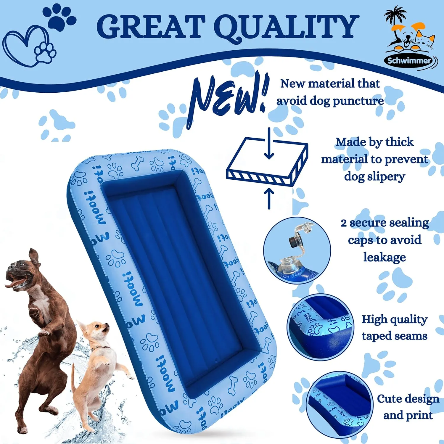 Schwimmer Premium Dog Pool Float for Large Dogs - Enhanced Safety, Premium Comfort - Versatile Design - Dog Floats for Pool & Lake - New Material