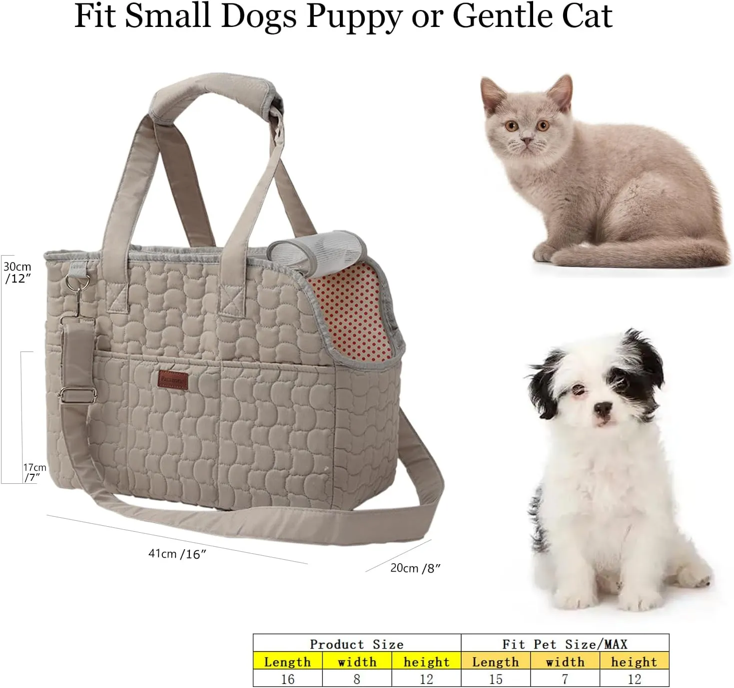 Small Dog Purse Cat Carrier Bag,Adult Cat/Puppy Carriers Bag Large Cat with Multiple Pockets,Breathable Mesh Soft Cushion,Traveling Pets Tote Picnic Outdoor 15lb (Grey2, Large)