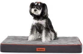 Sonive Medium Size Dog & Cat Bed, Egg-Crate Foam Orthopedic Dog Bed, Waterproof Quilted Comfortable Pet Bed Indoor & Outdoor Use, Machine Washable & Removable Cover Non-Slip Grey Orange