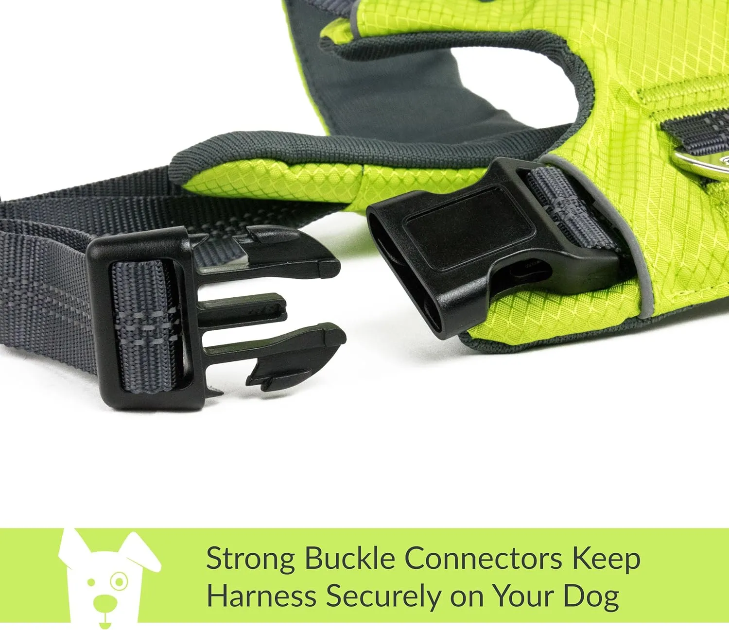Tuff Mutt Dog Harness for Medium & Large Breeds, Easy On Easy Off with a No Pull Front Chest Clip, Walk, Run & Hike with Confidence, Stay Safe with Bright Reflective Stitching