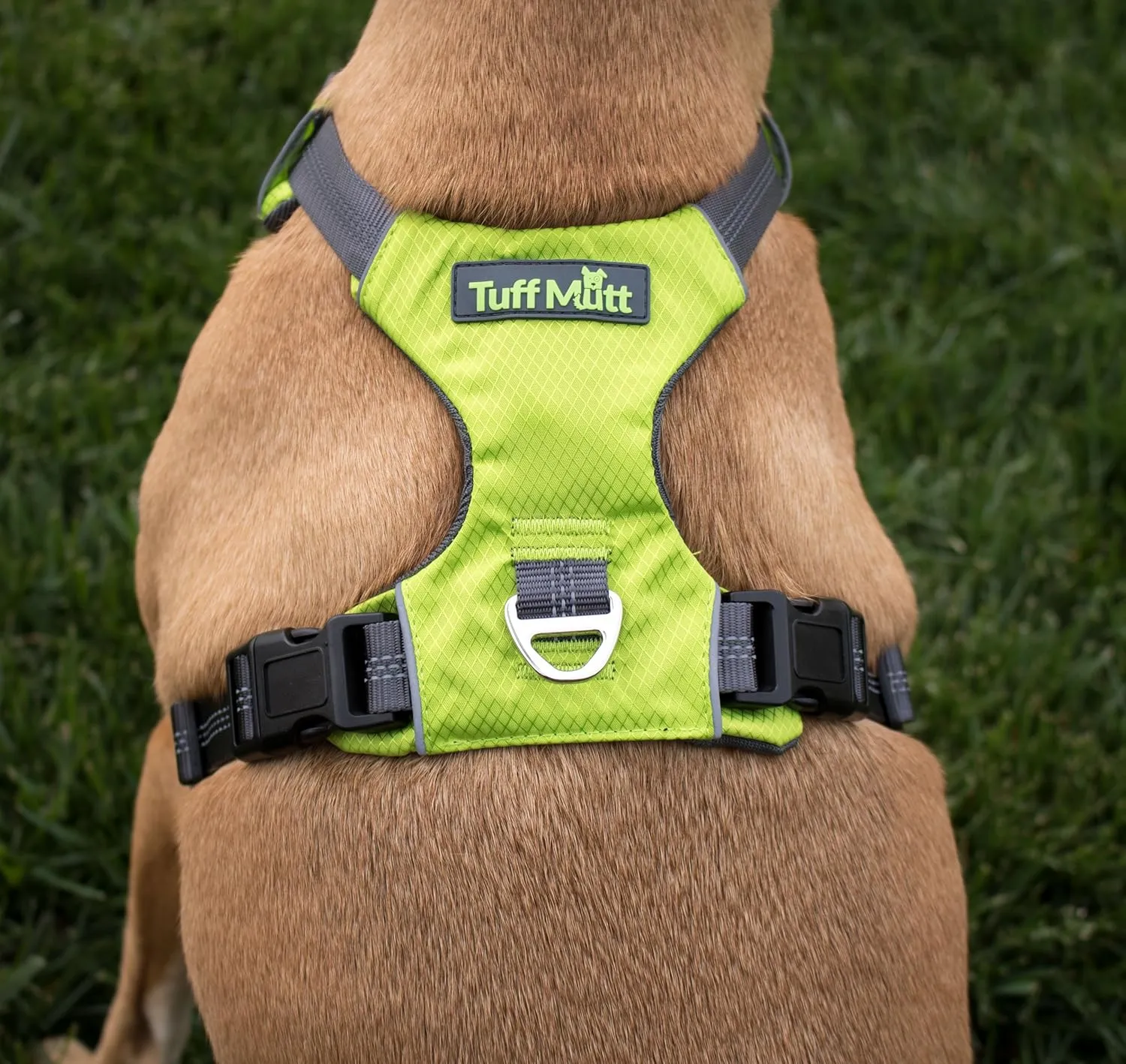 Tuff Mutt Dog Harness for Medium & Large Breeds, Easy On Easy Off with a No Pull Front Chest Clip, Walk, Run & Hike with Confidence, Stay Safe with Bright Reflective Stitching