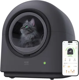 TYPro Self Cleaning Cat Litter Box Automatic Hands-Free Smart Robot self Cleaning Cat Litter Box for Multiple Cats with APP Control Safe with Litter Mat Waste Bags and Deodorizer Dark Grey