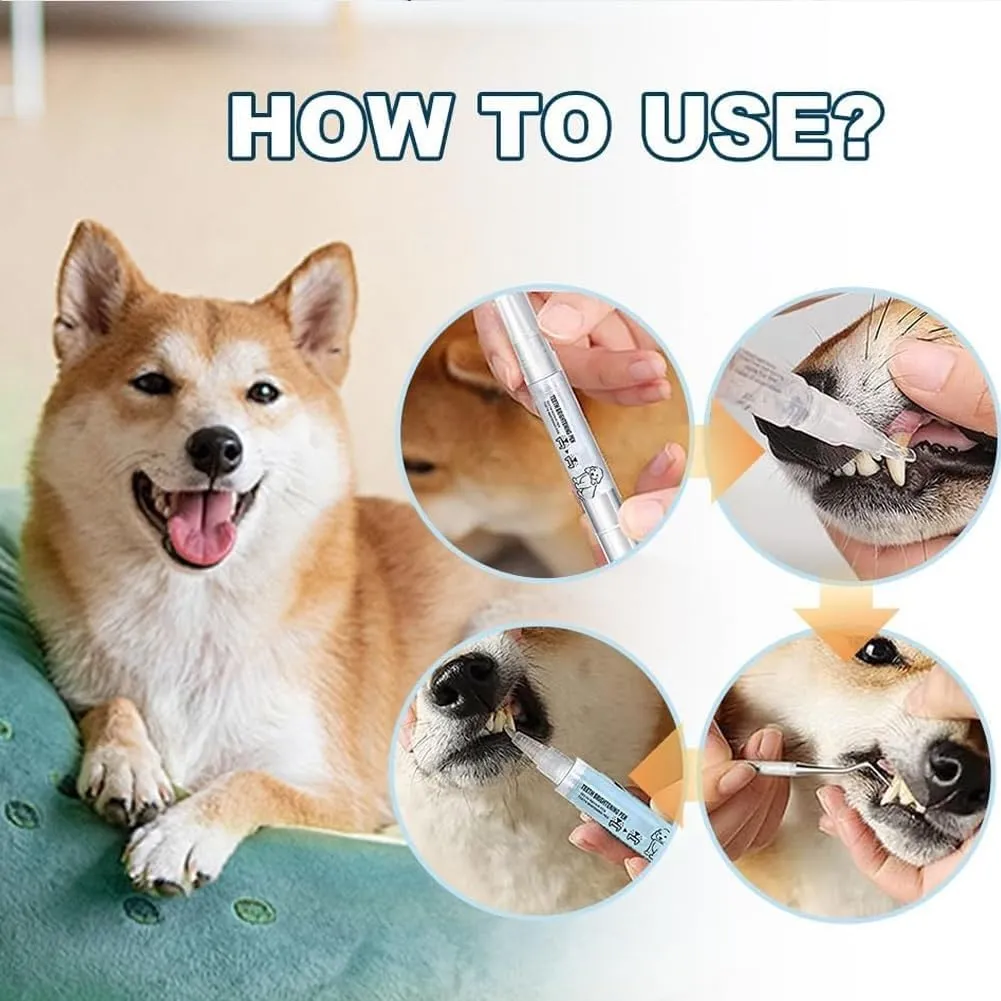 Vaudf Pet Toothbrush Pen, New Upgraded Fresh Breath and Oral Hygiene for Dogs, Pet Oral Repair Gel, Cat and Puppy Dental Care Repair Brushing Kit , Soft Bristles Dog Teeth Cleaning Toothpaste(3 pcs)