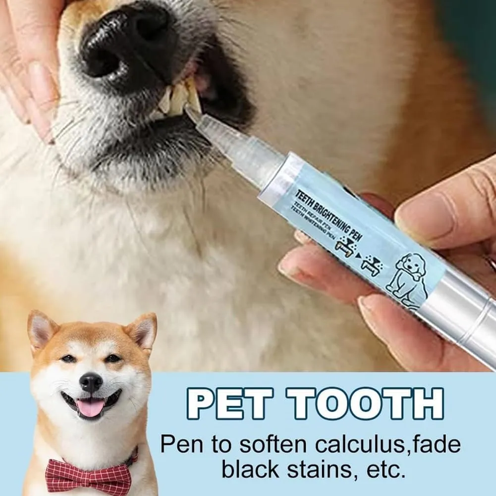 Vaudf Pet Toothbrush Pen, New Upgraded Fresh Breath and Oral Hygiene for Dogs, Pet Oral Repair Gel, Cat and Puppy Dental Care Repair Brushing Kit , Soft Bristles Dog Teeth Cleaning Toothpaste(3 pcs)