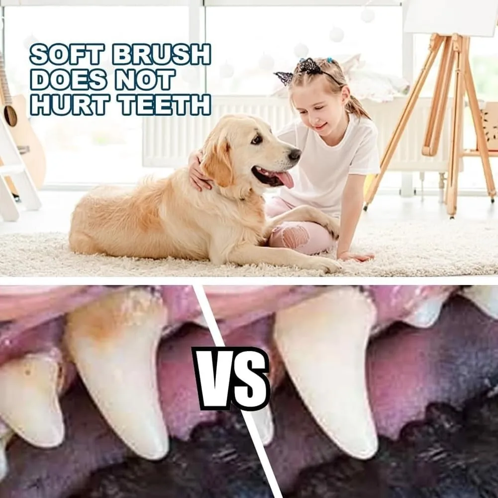 Vaudf Pet Toothbrush Pen, New Upgraded Fresh Breath and Oral Hygiene for Dogs, Pet Oral Repair Gel, Cat and Puppy Dental Care Repair Brushing Kit , Soft Bristles Dog Teeth Cleaning Toothpaste(3 pcs)