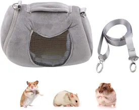 Wontee Hamster Carrier Bag Portable Outdoor Travel Handbag with Adjustable Single Shoulder Strap for Hamster Small Pets (Grey)