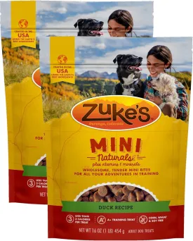 Zuke's Mini Naturals Training Dog Treats Duck Recipe, 16 OZ Bag (Pack of 2)